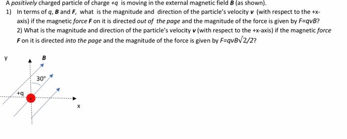 Solved A positively charged particle of charge +q is moving | Chegg.com