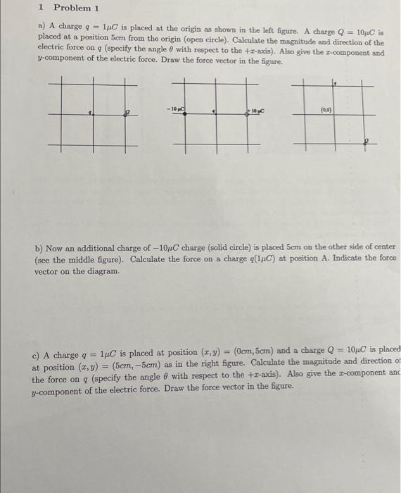 Solved a) A charge q=1μC is placed at the origin as shown in | Chegg.com