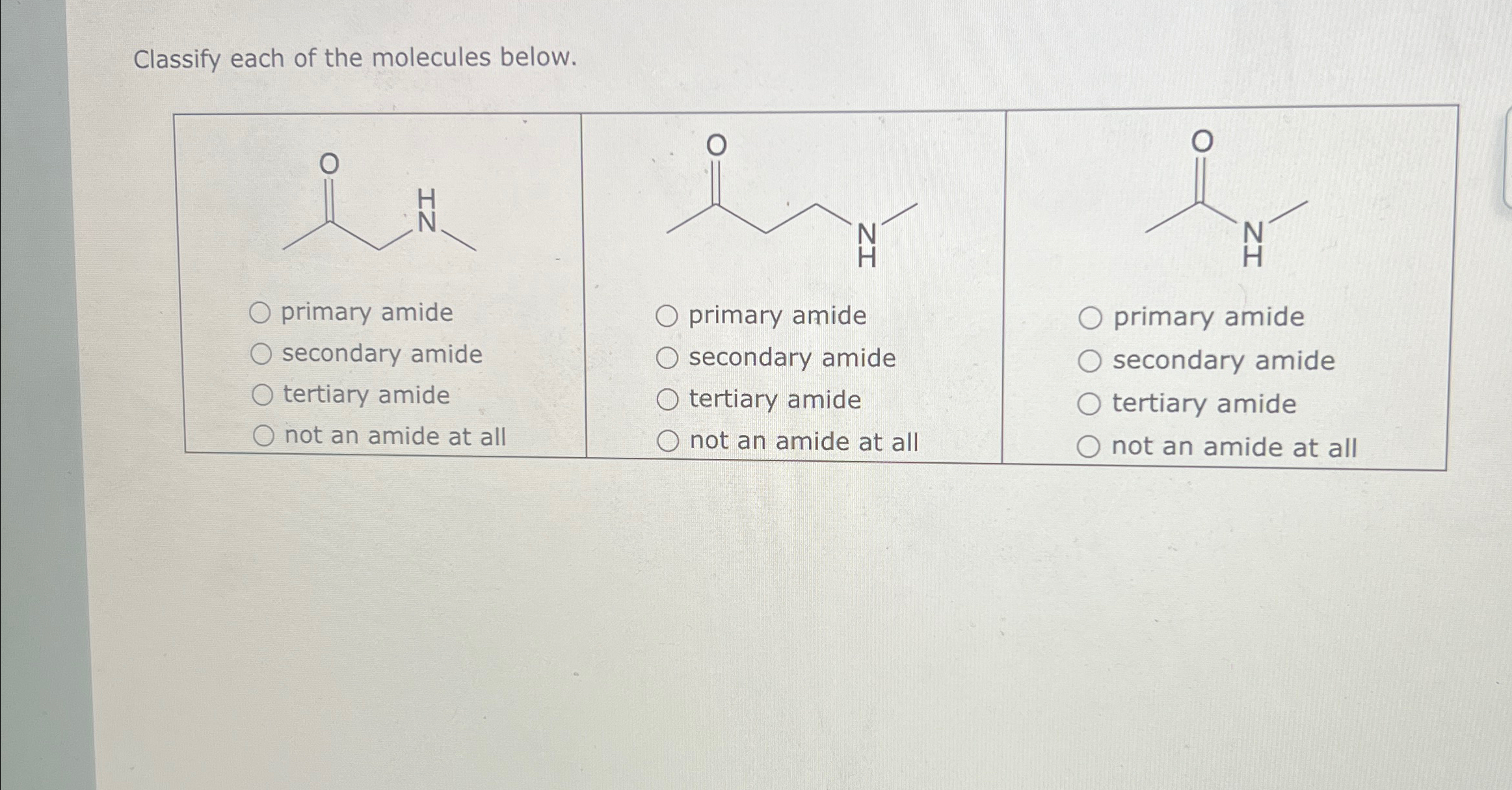 Solved Classify each of the molecules | Chegg.com