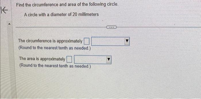find the area and the circumference of a circle with diameter 5m