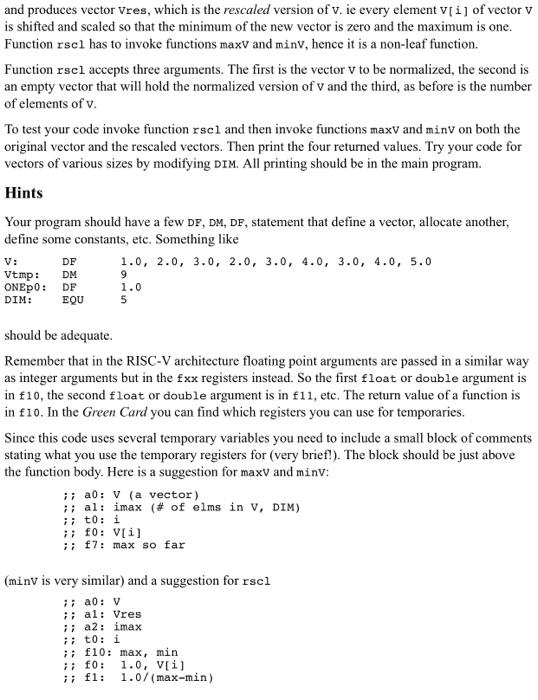 Solved Write three short RISC-V assembly functions maxv, | Chegg.com