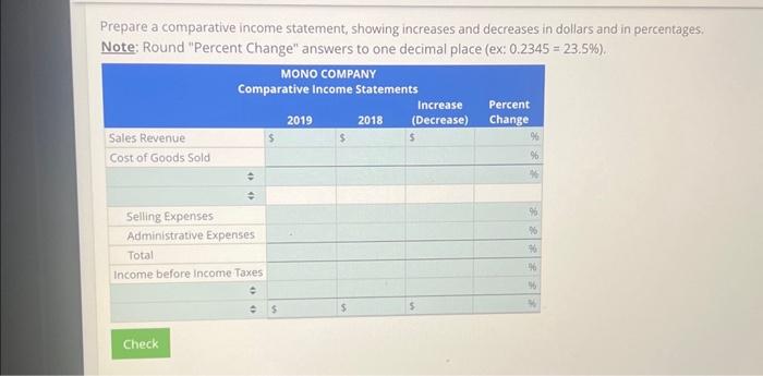 Solved Comparative Income Statements Consider the following | Chegg.com
