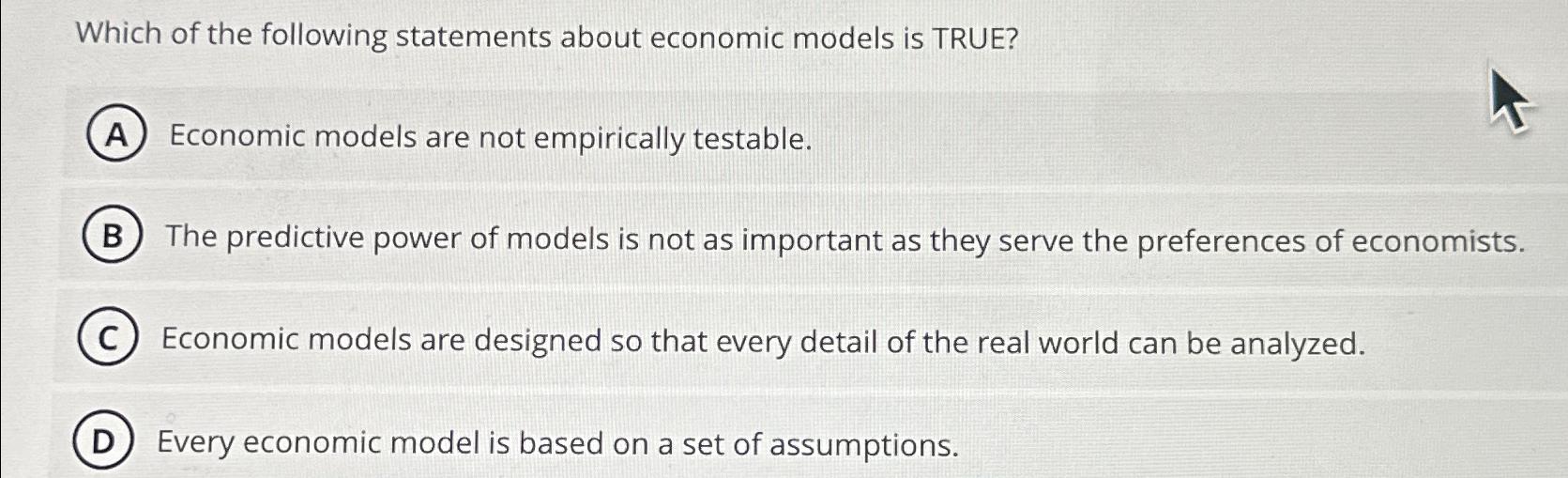 Solved Which of the following statements about economic | Chegg.com