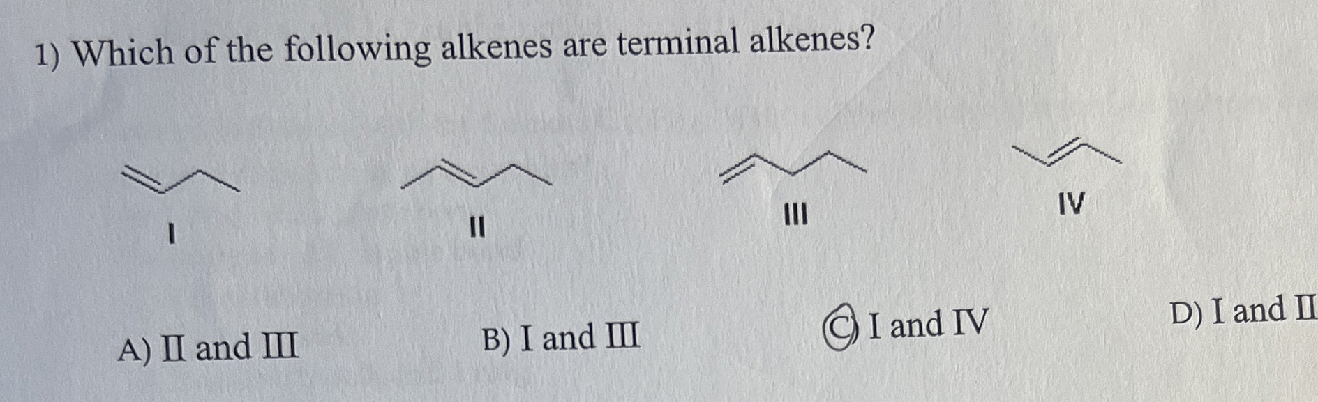 Solved Which of the following alkenes are terminal | Chegg.com