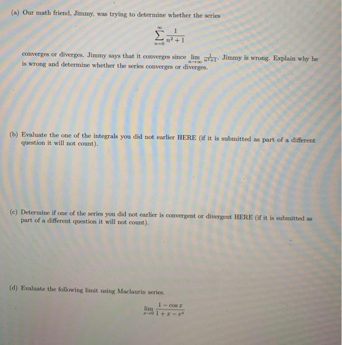 Solved (a) Our math friend, Jimmy, was trying to determine | Chegg.com