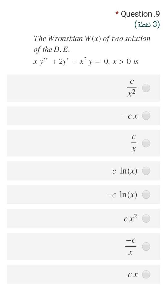 Solved Question 9 Aba 3 The Wronskian W X Of Two So Chegg Com