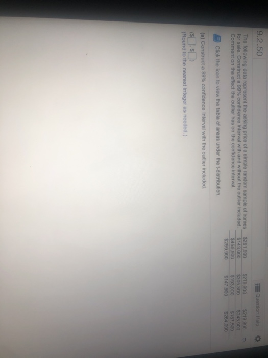 Solved 9.2.50 Question Help The following data represent the | Chegg.com