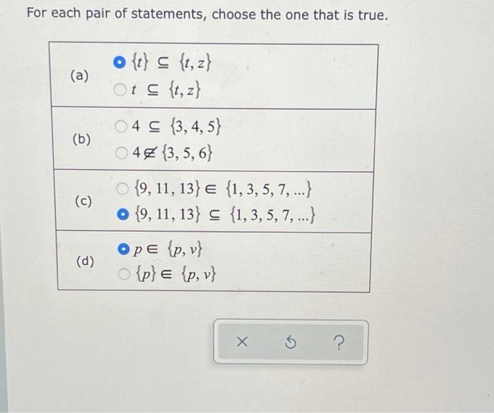 Solved For Each Pair Of Statements Choose The One That I Chegg Com
