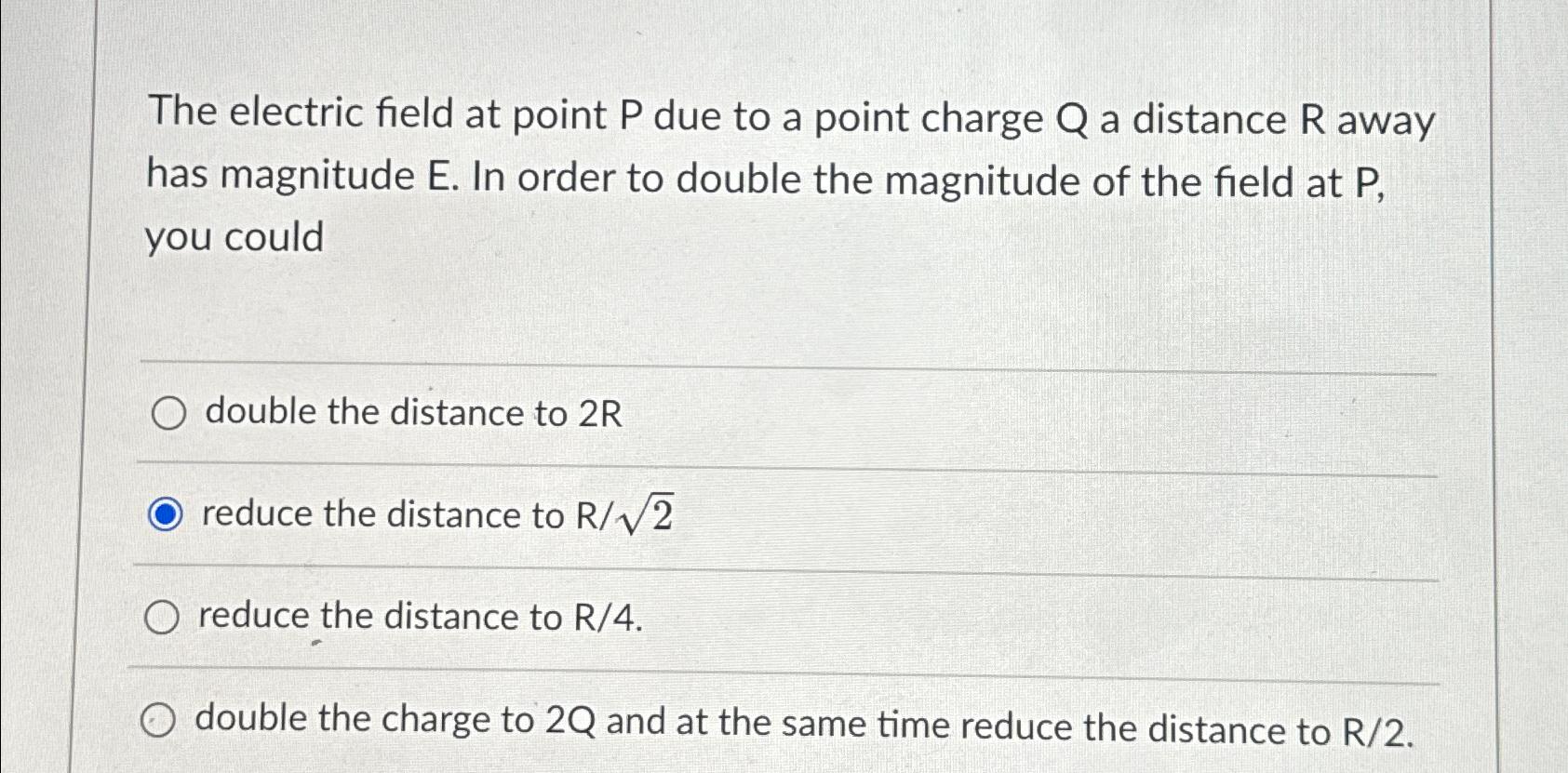 Solved The electric field at point P ﻿due to a point charge | Chegg.com