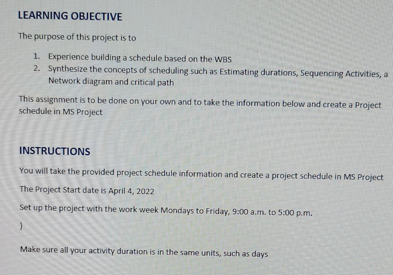 i-need-a-schedule-sheet-base-on-the-tasks-and-chegg-chegg