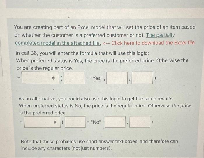 Solved You are creating part of an Excel model that will set | Chegg.com