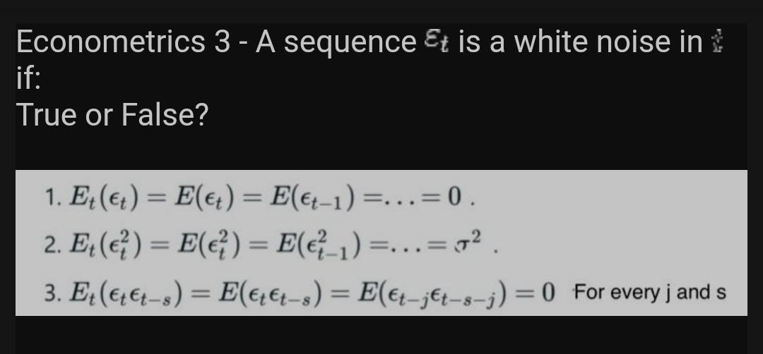 Solved Econometrics 3 A sequence t is a white noise in Chegg com