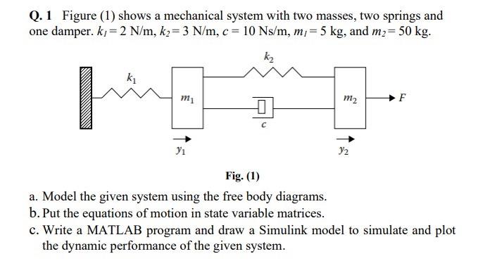 Solved Q. 1 Figure (1) shows a mechanical system with two | Chegg.com