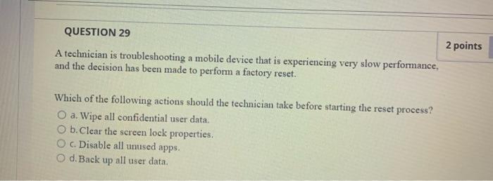 Solved QUESTION 23 2 Points A User Is Unable To Install Chegg