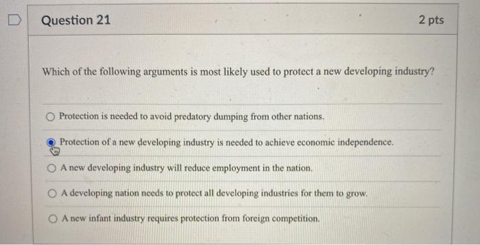 Solved Question 21 2 pts Which of the following arguments is | Chegg.com
