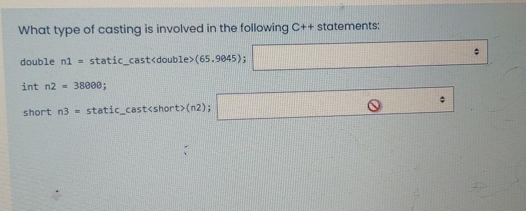 Solved What type of casting is involved in the following C++ | Chegg.com
