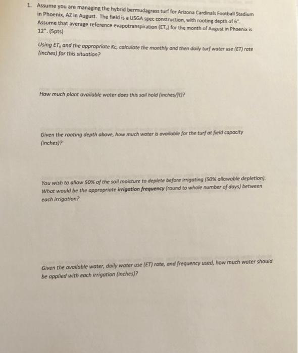 Solved Irrigation Scheduling (Amount and Frequency)