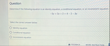 Solved QuestionDetermine if the following equation is an | Chegg.com