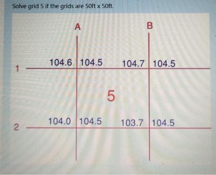 Solved Solve grid 5 if the grids are 50ft x 50ft. A B 104.6 | Chegg.com