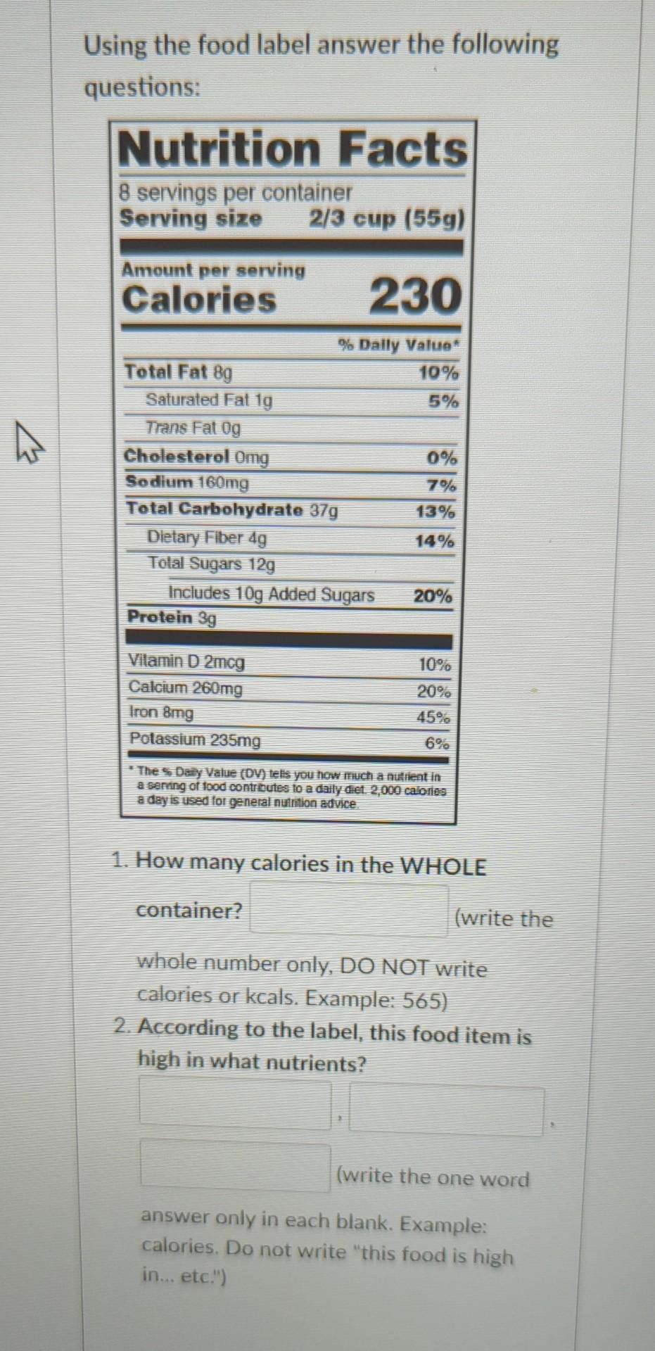 Solved 4 Using the food label answer the following | Chegg.com