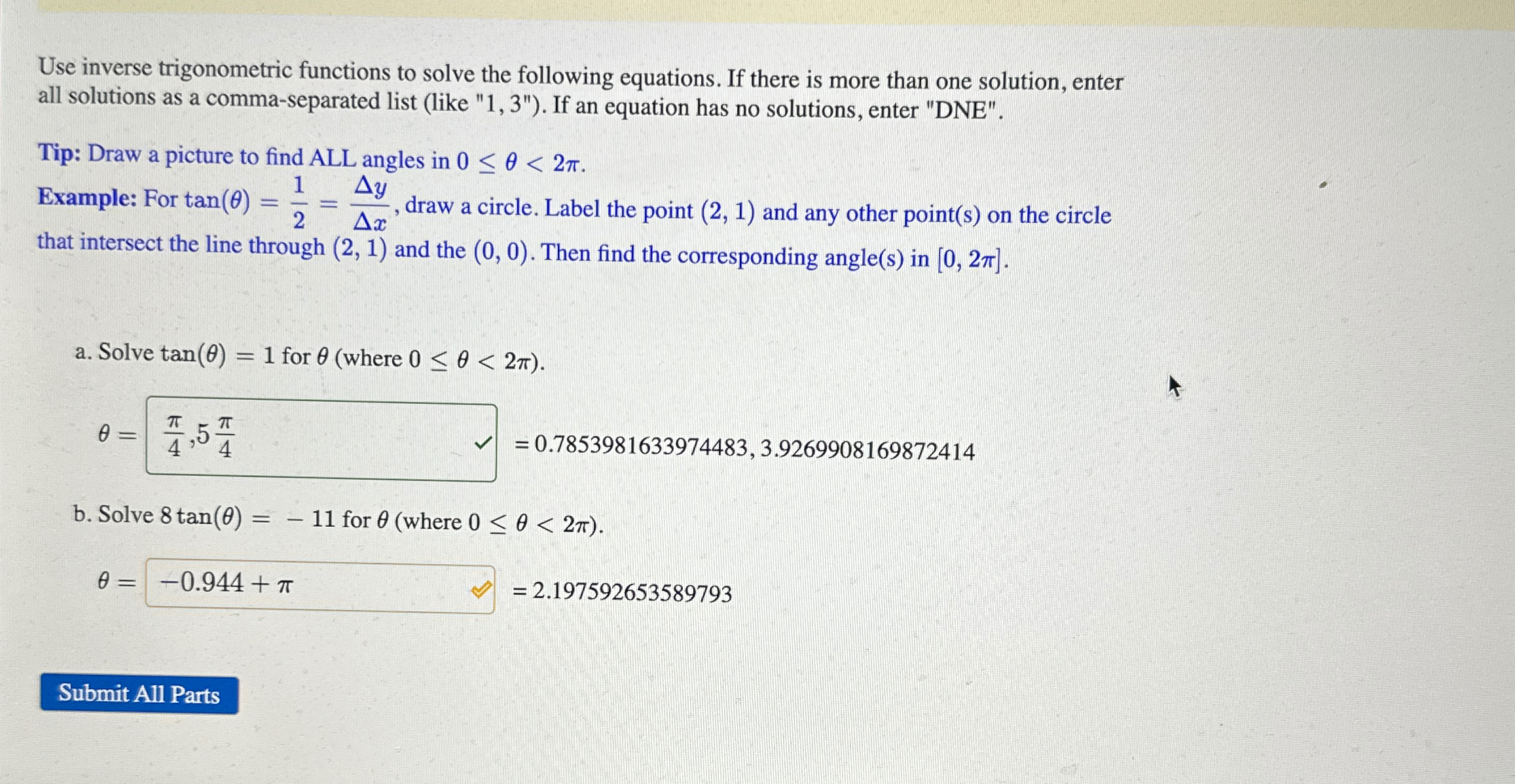 Solved Use inverse trigonometric functions to solve the | Chegg.com
