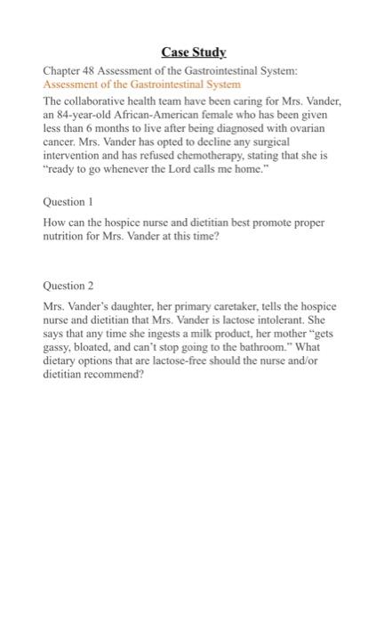 Solved Case Study Chapter 48 Assessment of the | Chegg.com