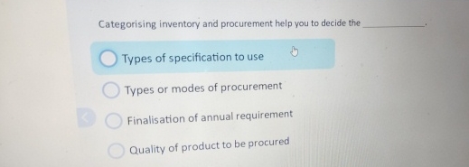 Solved Categorising Inventory And Procurement Help You To | Chegg.com