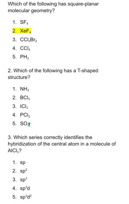 square planar molecular geometry