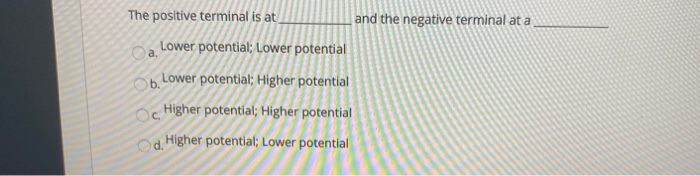 Solved The positive terminal is at and the negative terminal | Chegg.com