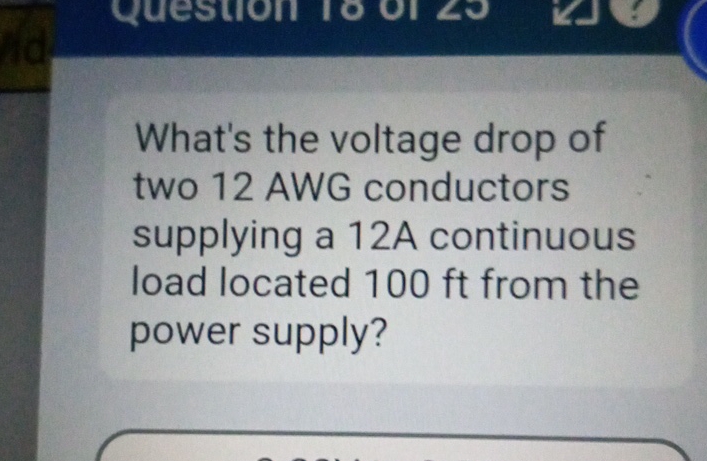 Solved What's the voltage drop of two 12 ﻿AWG conductors | Chegg.com