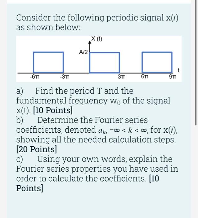 Solved Consider The Following Periodic Signal X T As Shown