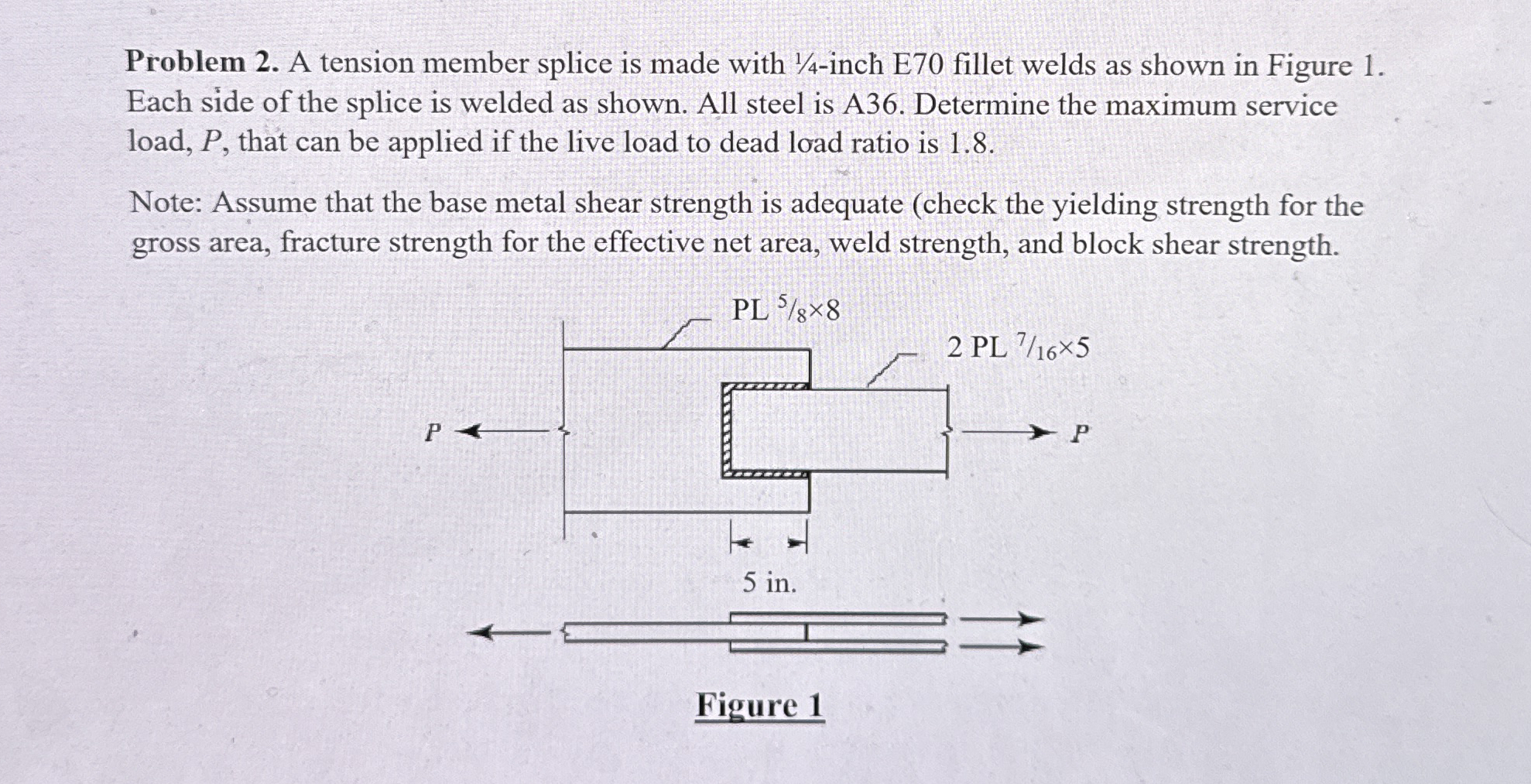 Solved Problem 2. ﻿A tension member splice is made with | Chegg.com