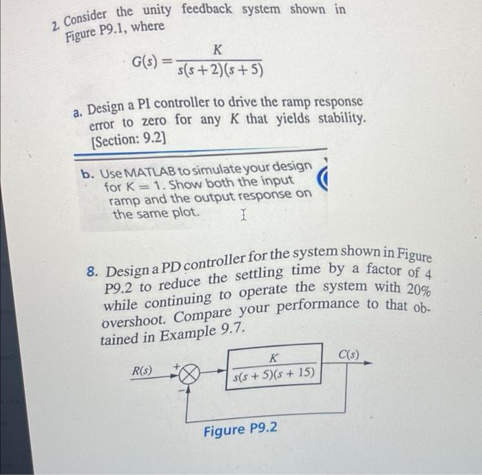 Solved 2. Consider The Unity Feedback System Shown In Figure | Chegg.com