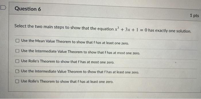 Solved Question 6 1 pts Select the two main steps to show | Chegg.com