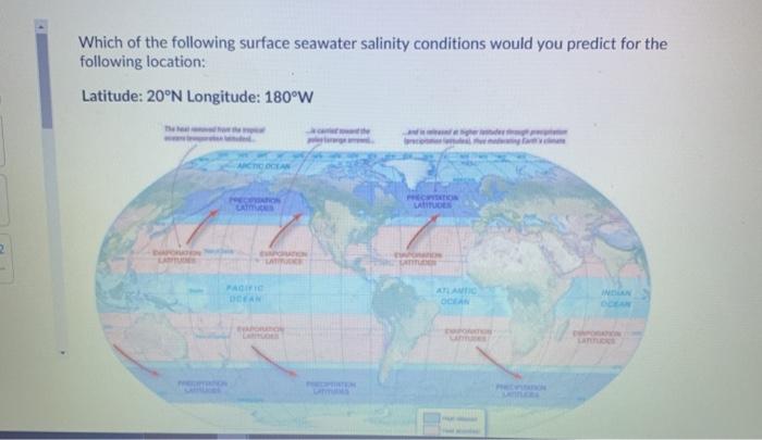 Solved Which of the following surface seawater salinity | Chegg.com