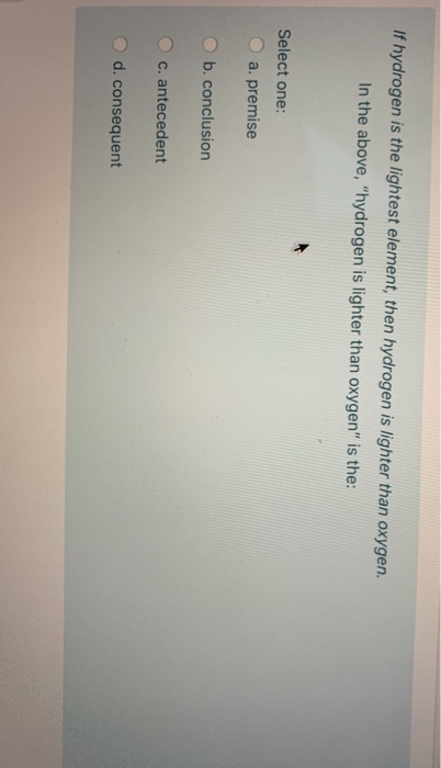 Solved If Hydrogen Is The Lightest Element Then Hydrogen Is Chegg