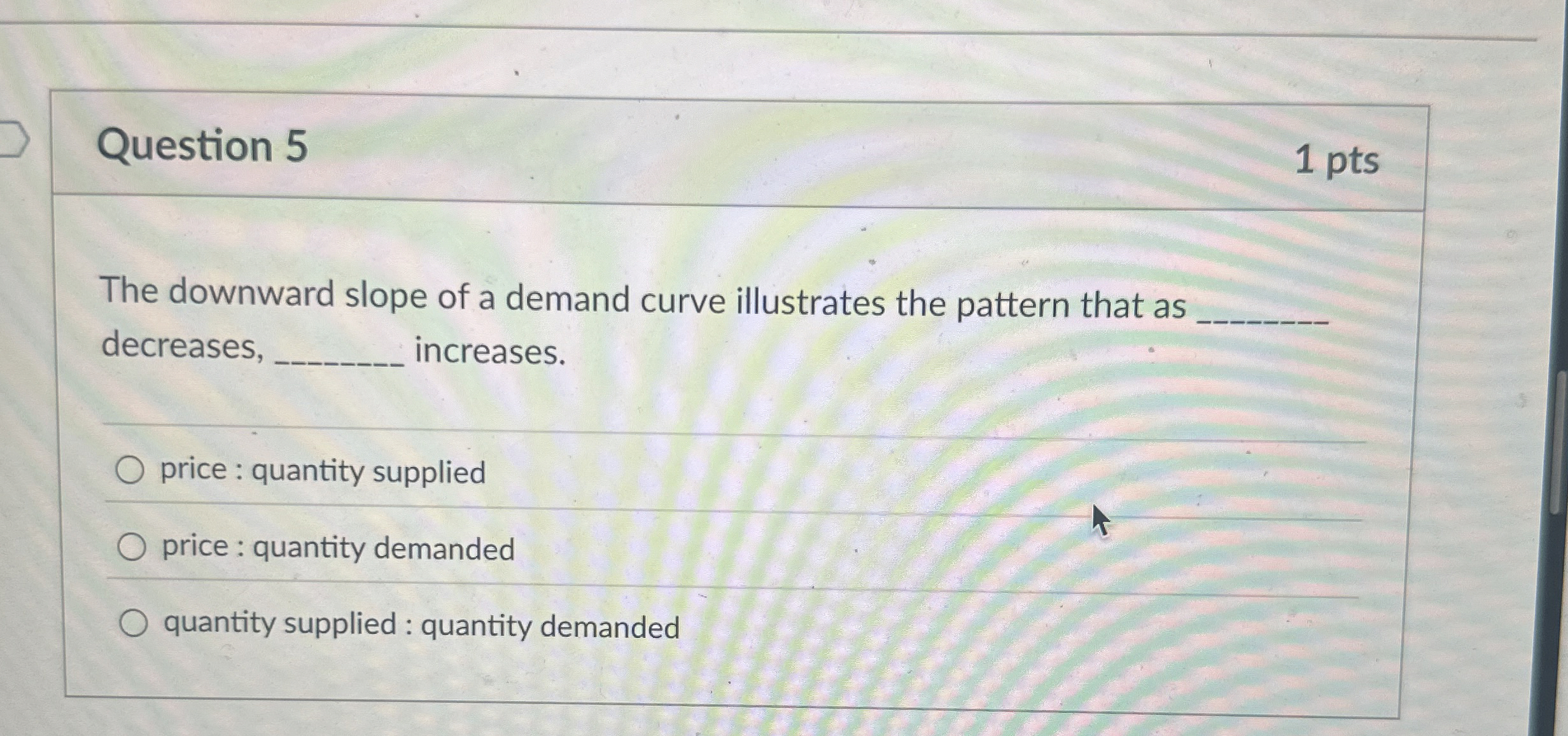 Solved Question 51 ﻿ptsThe downward slope of a demand curve | Chegg.com