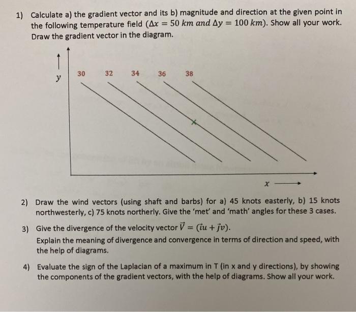 Solved 1) Calculate a) the gradient vector and its b) | Chegg.com