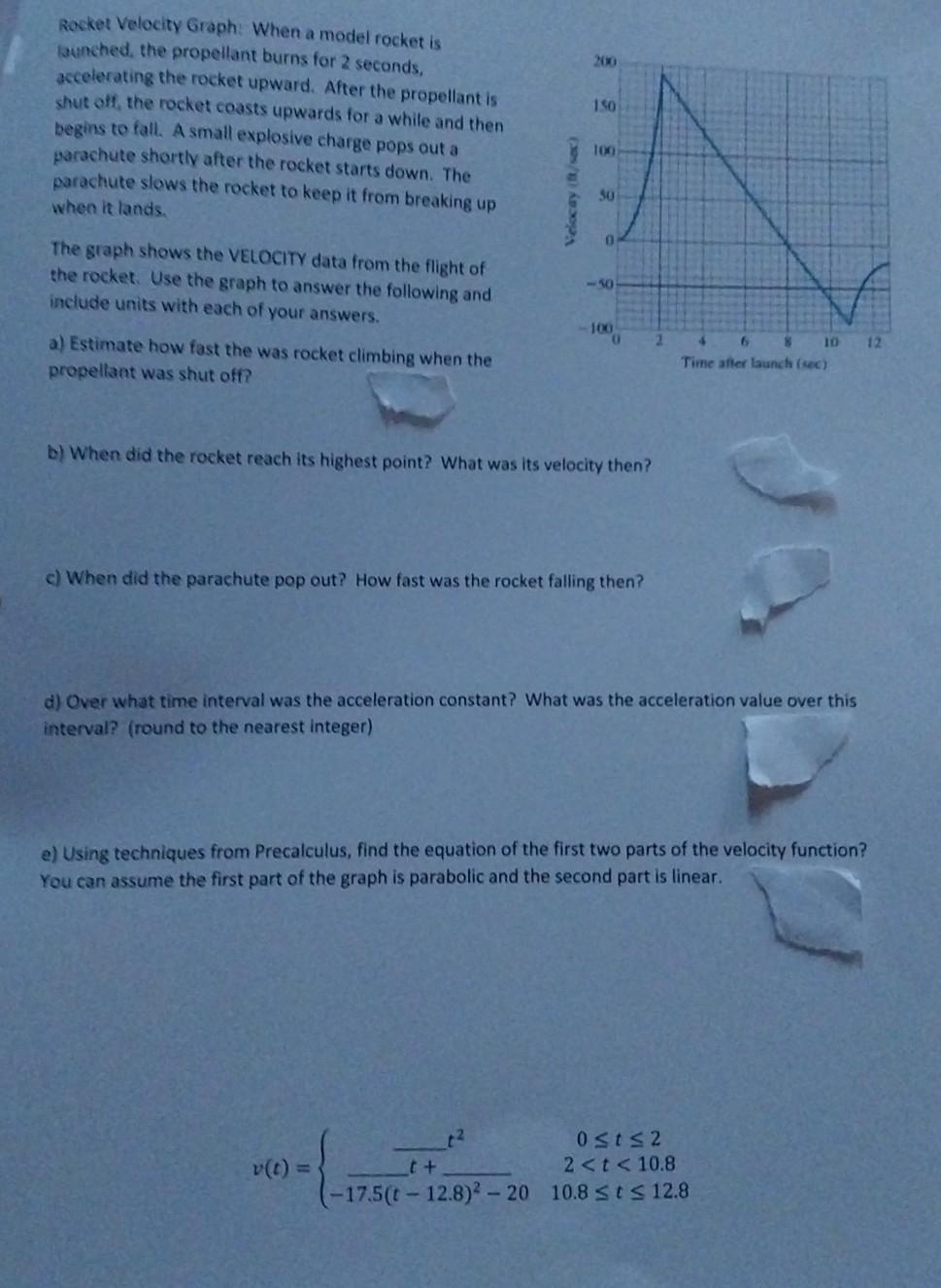 Solved Rocket Velocity Graph. When a model rocket is