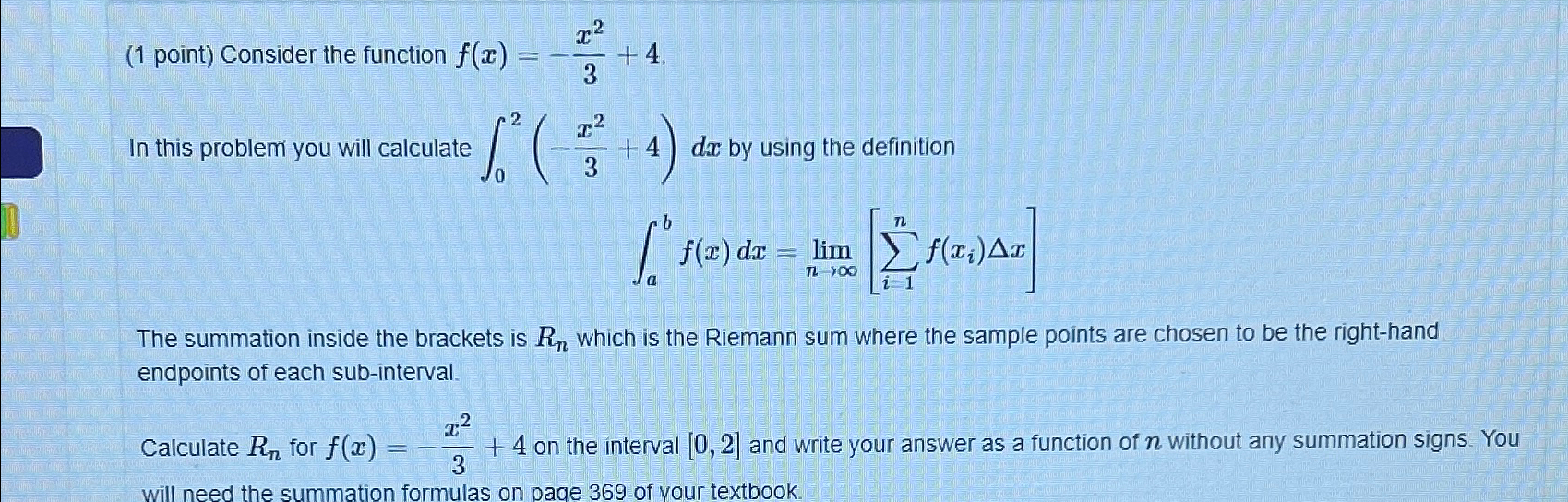 Solved 1 ﻿point ﻿consider The Function F X X23 4in This