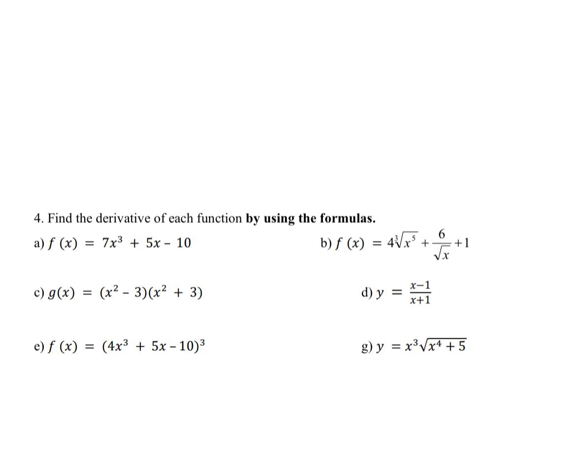 Solved Find the derivative of each function by using the | Chegg.com