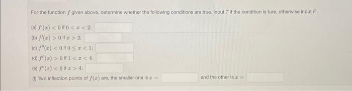 Solved For The Function F Given Above, Determine Whether The | Chegg.com