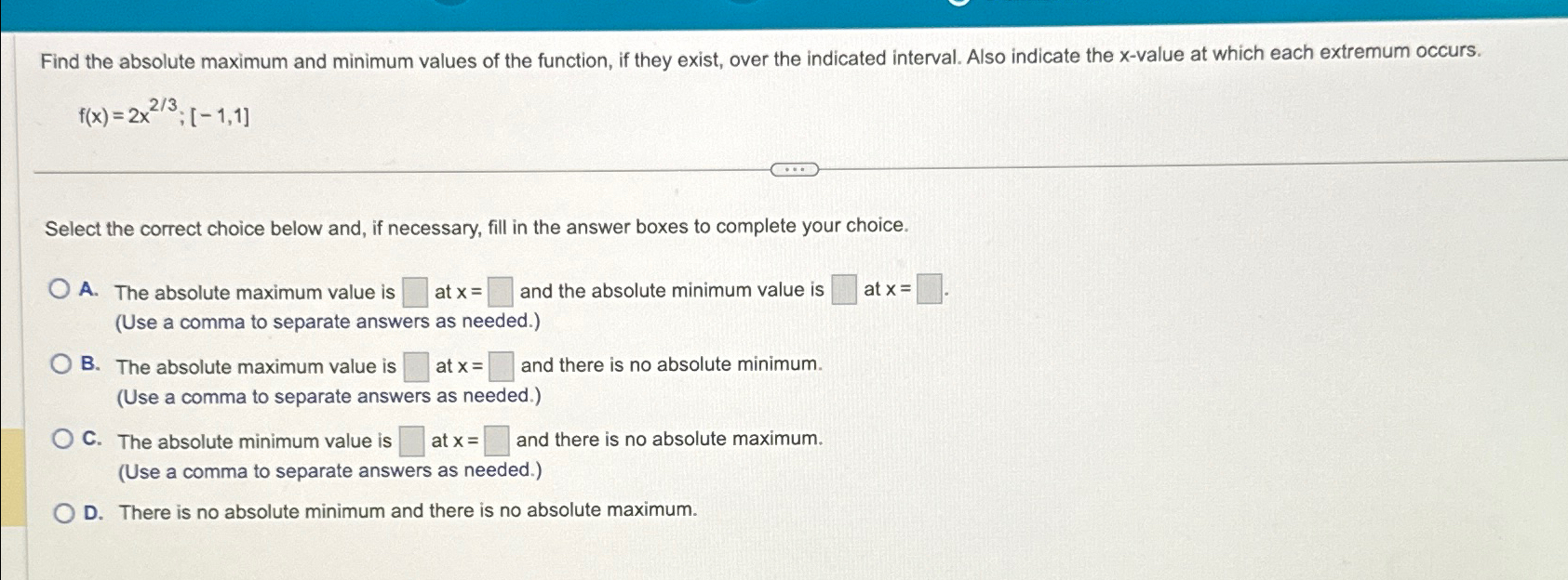 Solved Find the absolute maximum and minimum values of the | Chegg.com