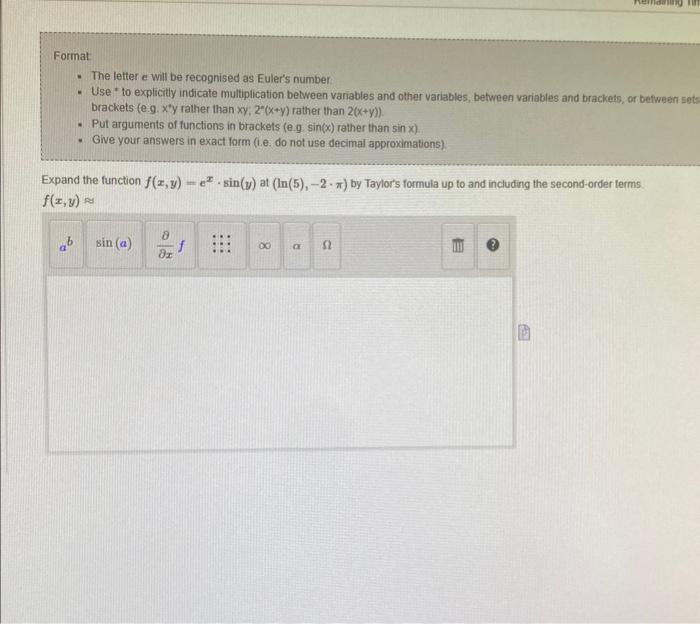 Solved Format - The letter e will be recognised as Euler's | Chegg.com