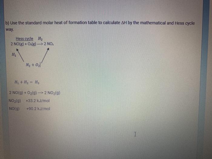 Solved b) Use the standard molar heat of formation table to | Chegg.com