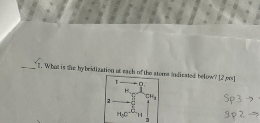 Solved q, 1. ﻿What is the hybridization at each of the atoms | Chegg.com