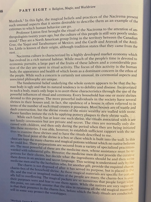 Body Rituals Of The Nacirema Body Ritual among the Nacirema Horace Miner Ritual | Chegg.com