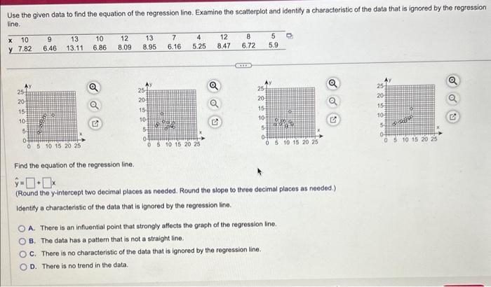 Solved Use the given data to find the equation of the | Chegg.com