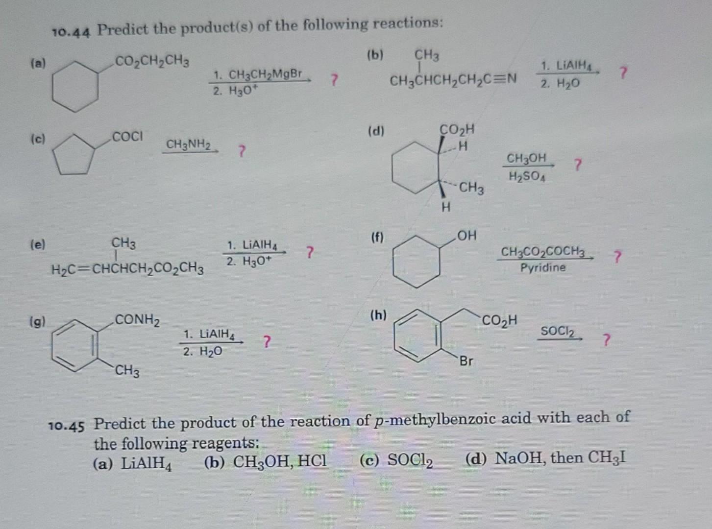 Solved Predict The Product S Of The Following Chegg Com