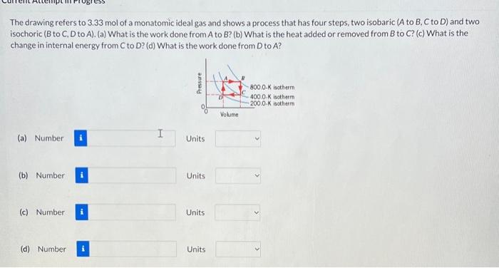 Solved The drawing refers to 3.33 mol of a monatomic ideal | Chegg.com